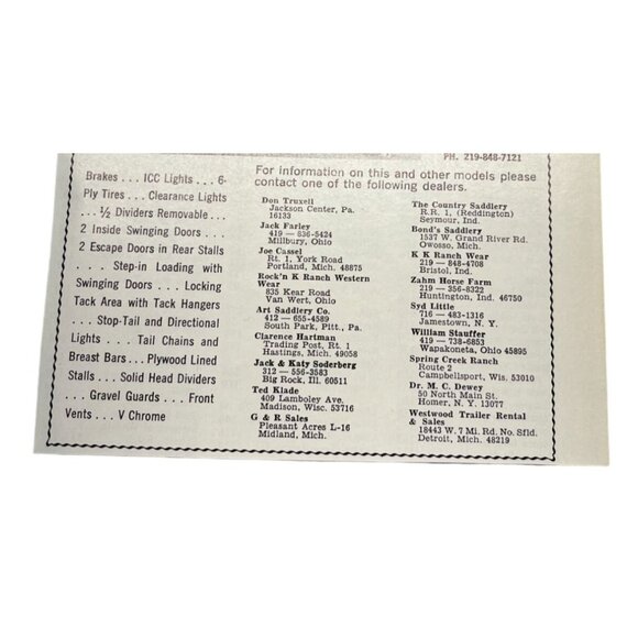 Rustler Horse Trailers Vintage Print Ad Bristol Indiana 4 Horse Tandem Trailer - Picture 5 of 6